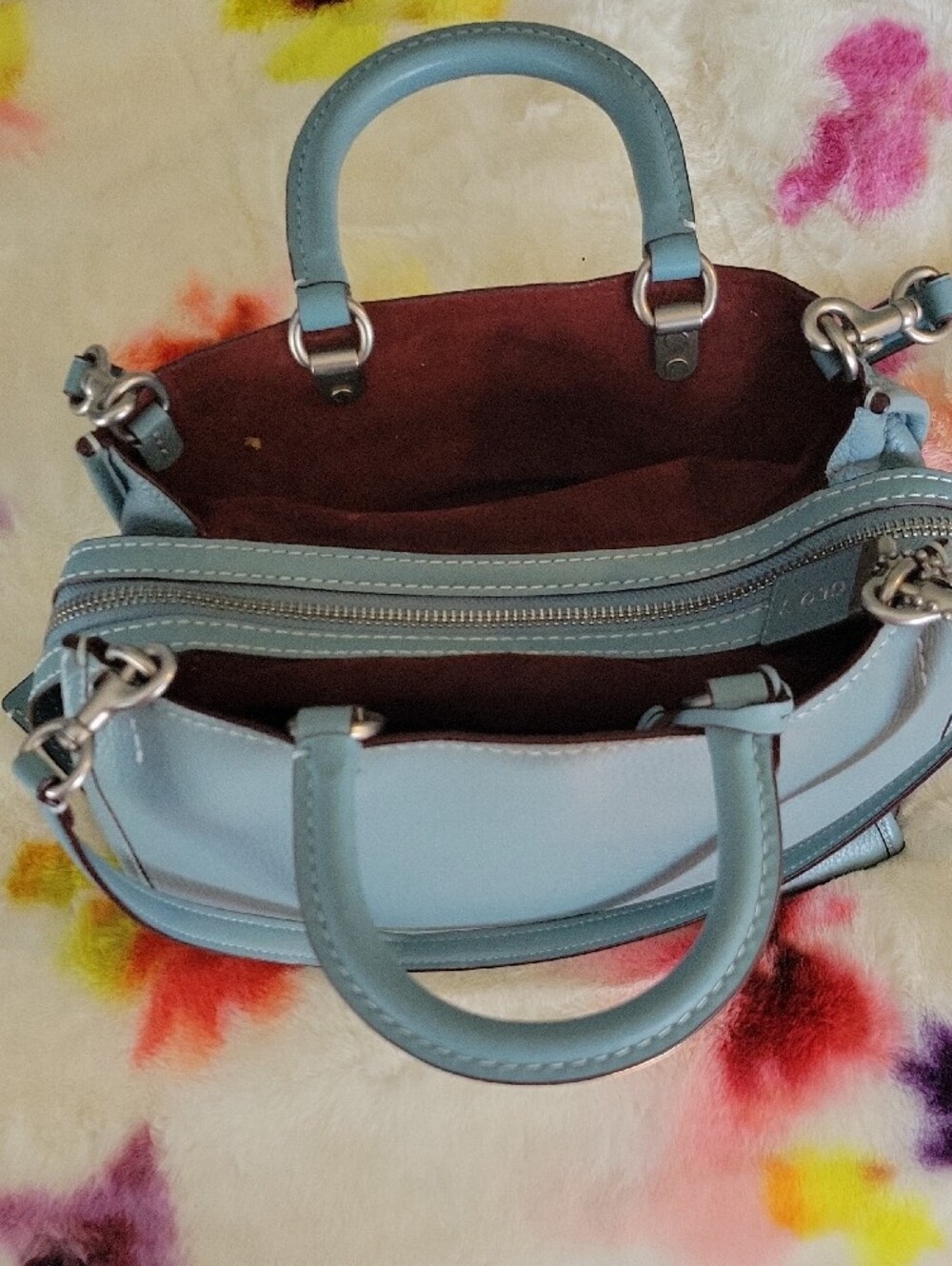 BEST PRICE Gorgeous! Beautiful New COACH Pebbled Leather Satchel in powder blue